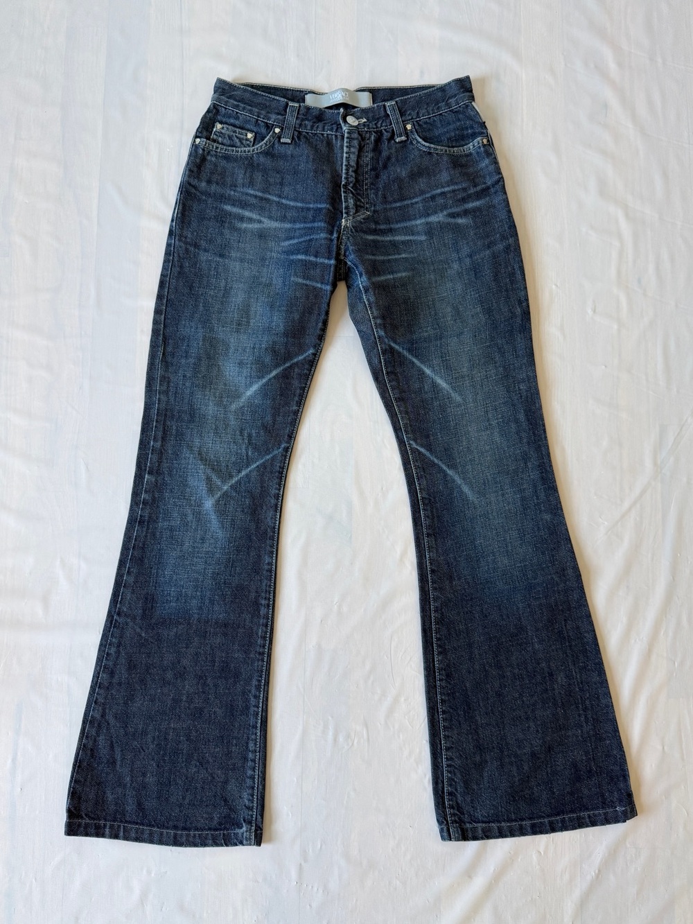 vintage Versace Jeans Couture flared denim jeans dark indigo whiskering size 27